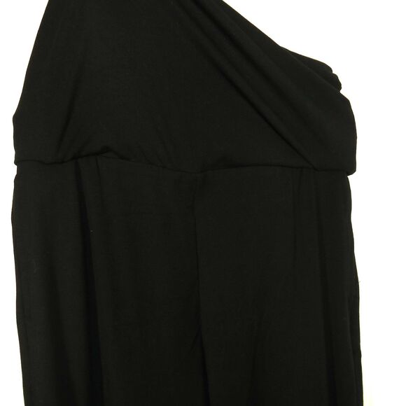 OGL Black Soft Stretchy Wool Blend Shirred Fold Over Waist Wide Leg Pants SMALL - Picture 8 of 10